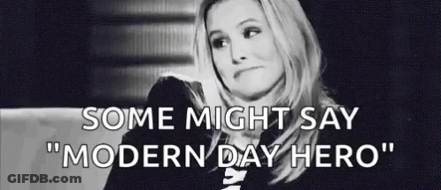 Black And White Photo Of Woman On Couch Saying Some Might Say Modern Day Hero GIF