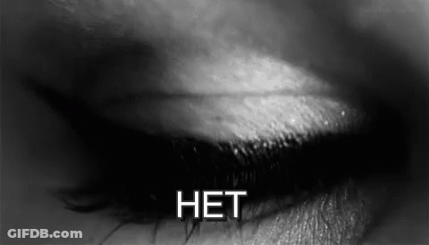 Black And White Photo Of Woman's Eye Saying Het GIF