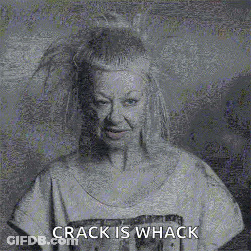 Black And White Photo Of Woman Saying Crack Is Whack GIF