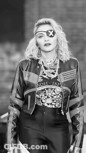 Black And White Photo Of Woman With Eye Patch GIF