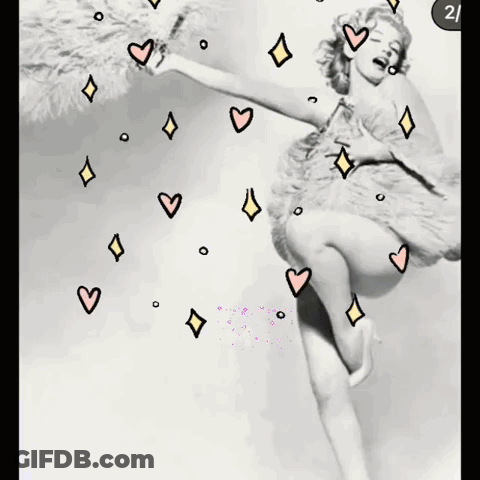 Black And White Photo Of Woman With Hearts And Diamonds GIF