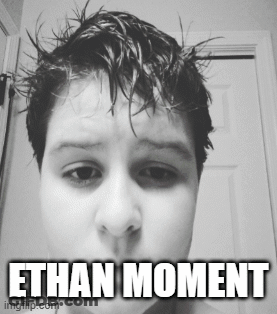 Black And White Photo Of Young Boy Saying Ethan Moment GIF