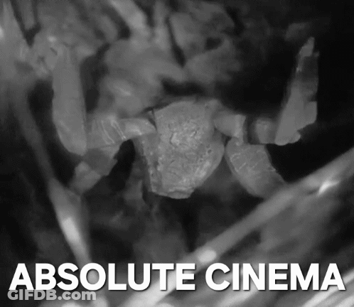 Black And White Photo Saying Absolute Cinema GIF