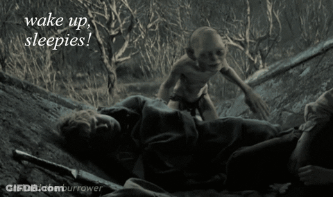 Black And White Photo Saying Wake Up Sleepies GIF