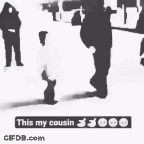 Black And White Photo This My Cousin 3000 GIF