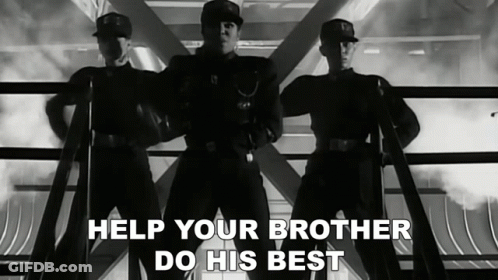 Black And White Photo Three Men Help Your Brother Do His Best GIF