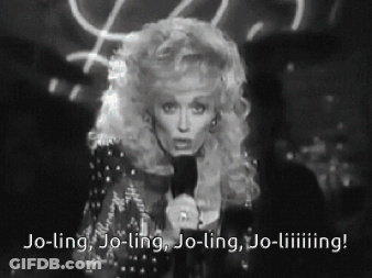 Black And White Photo Woman Holding Microphone Saying Jo-Ling Jo-Ling Jo-Ling Jo-Liiing GIF