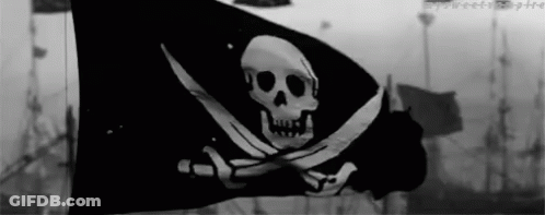 Black And White Pirate Flag With Skull And Crossbones GIF