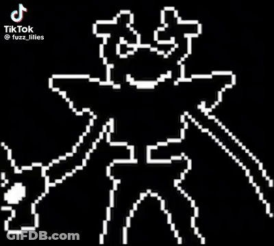Black And White Pixel Art Cartoon Character Holding Sword GIF
