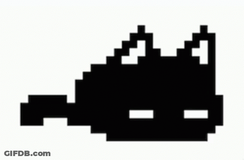 Black And White Pixel Art Cat With Crown GIF