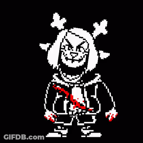 Black And White Pixel Art Character Bloody Clothes GIF