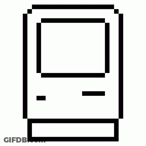 Black And White Pixel Art Computer Monitor With Staircase GIF