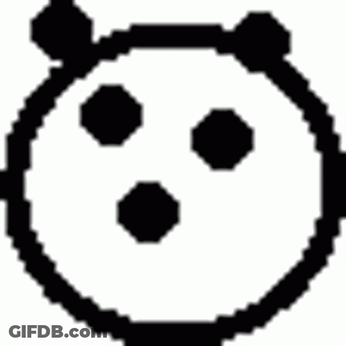 Black And White Pixel Art Panda With Three Eyes GIF