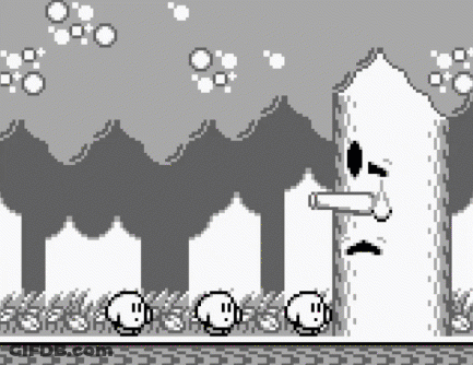 Black And White Pixel Art Tree With Crying Face In Forest GIF