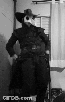 Black And White Plague Doctor Costume GIF