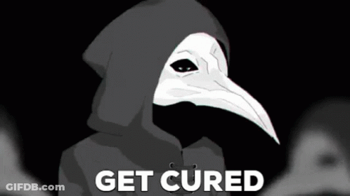 Black And White Plague Doctor With Long Beak GIF