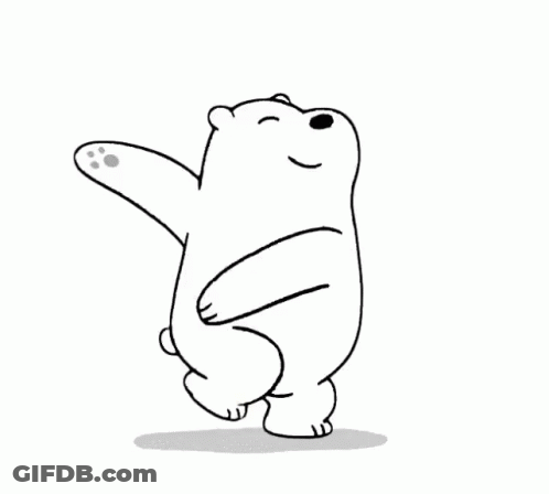 Black And White Polar Bear Walking With Eyes Closed GIF