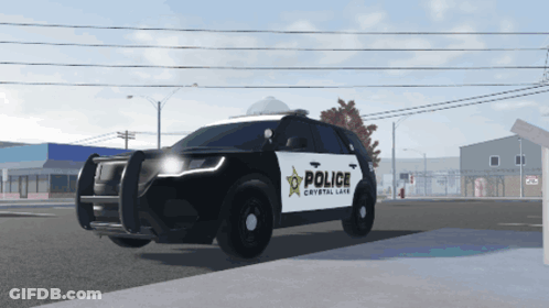 Black And White Police Car From Crystal Lake Parked GIF