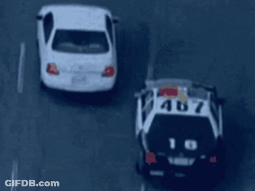 Black And White Police Car Number 18 GIF