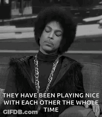 Black And White Prince Sitting On Couch Eyes Closed Quote GIF