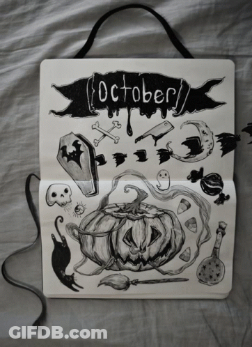Black And White Pumpkin Saying October GIF