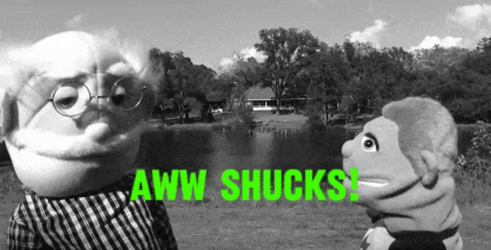 Black And White Puppet Awww Shucks GIF