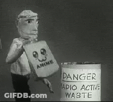 Black And White Puppet Holding Bag Saying Anime GIF
