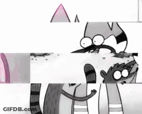 Black And White Raccoons Standing Next To Tree GIF