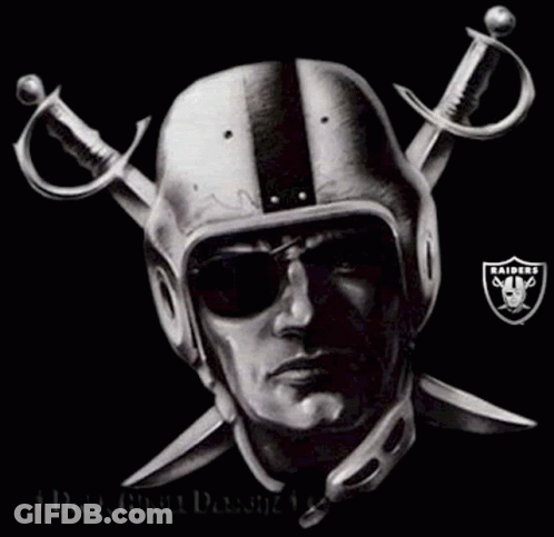 Black And White Raiders Player With Crossed Swords GIF