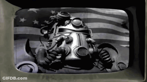 Black And White Robot On TV Screen GIF