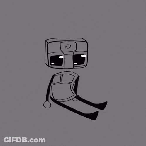 Black And White Robot With E Face GIF