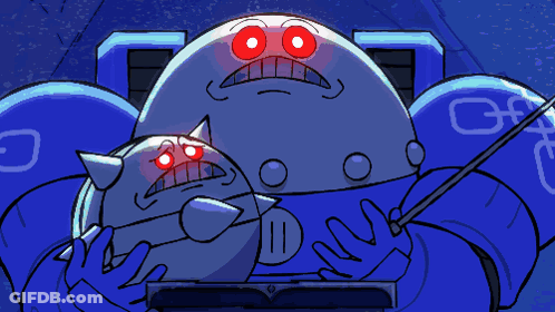 Black And White Robot With Letter O GIF