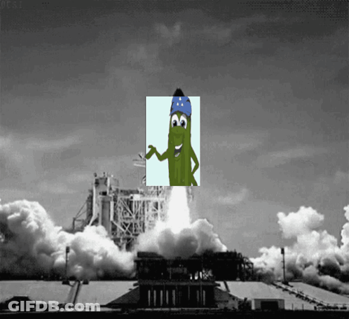 Black And White Rocket Launch With Pickle GIF