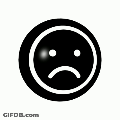 Black And White Sad Smiley Face In Circle GIF