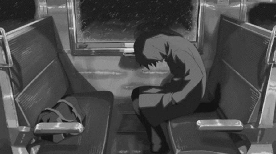 Black And White Sad Train Ride GIF