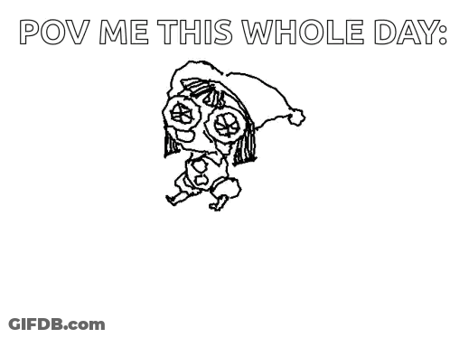 Black And White Santa Hat POV Me This Whole Day GIF
