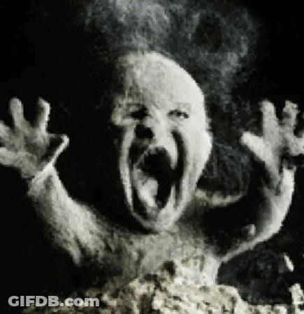 Black And White Screaming Monster GIF