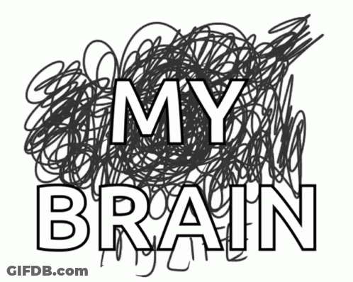 Black And White Scribble Saying My Brain GIF