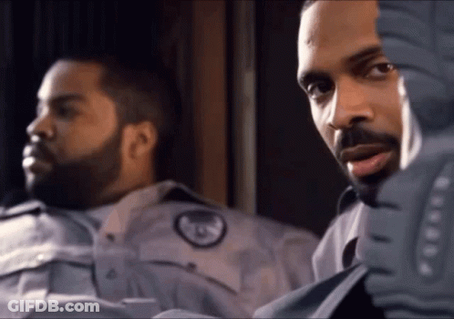 Black And White Security Guard Asking Who The Hell Are You GIF