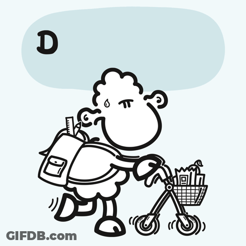 Black And White Sheep Carrying Backpack With Walker Dienstag GIF
