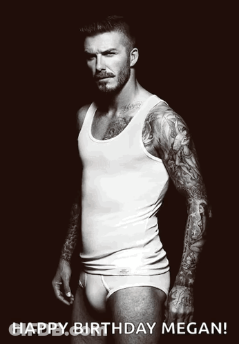 Black And White Shirtless Man Happy Birthday Megan GIF