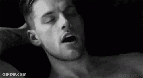 Black And White Shirtless Man Mouth Open Eyes Closed GIF