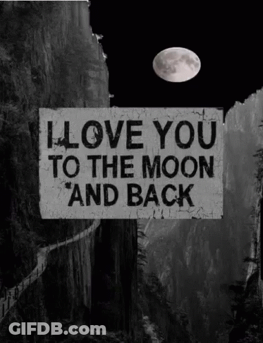 Black And White Sign I Love You To The Moon And Back GIF