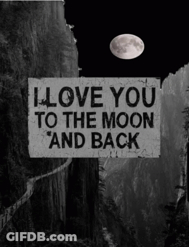 Black And White Sign I Love You To The Moon And Back GIF