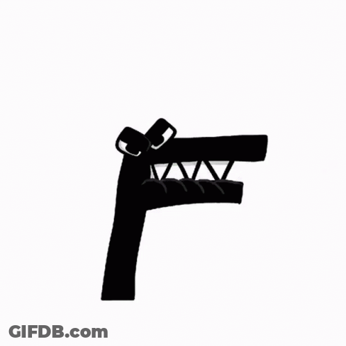 Black And White Silhouette Cartoon Character With Big Teeth GIF