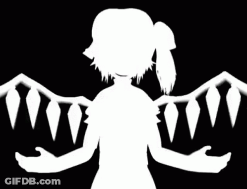 Black And White Silhouette Person With Wings And Sword GIF
