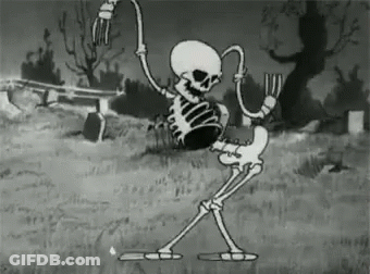 Black And White Skeleton Dancing In Field GIF