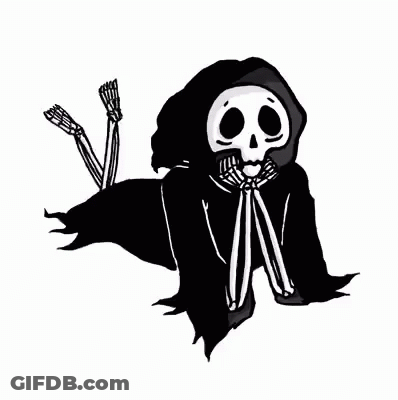 Black And White Skeleton In Hooded Cape GIF