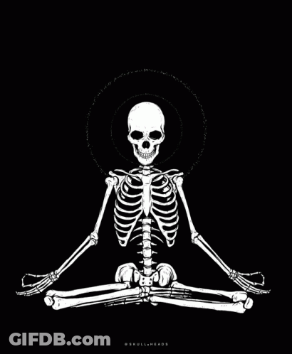 Black And White Skeleton In Lotus Position GIF