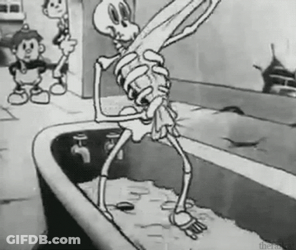 Black And White Skeleton Shower GIF